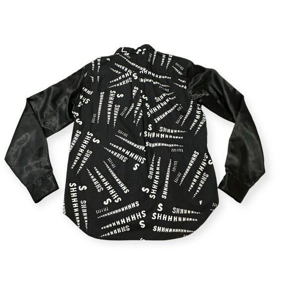 Black Comme des Garçons Shirt AW2021 Graphic Print “SLAM / SHHHH” Size S Japan - Picture 6 of 16